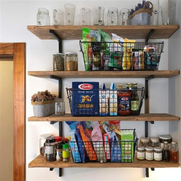 4 Pack [ XL Large ] STACKABLE Wire Baskets for Organizing - Pantry Storage and O